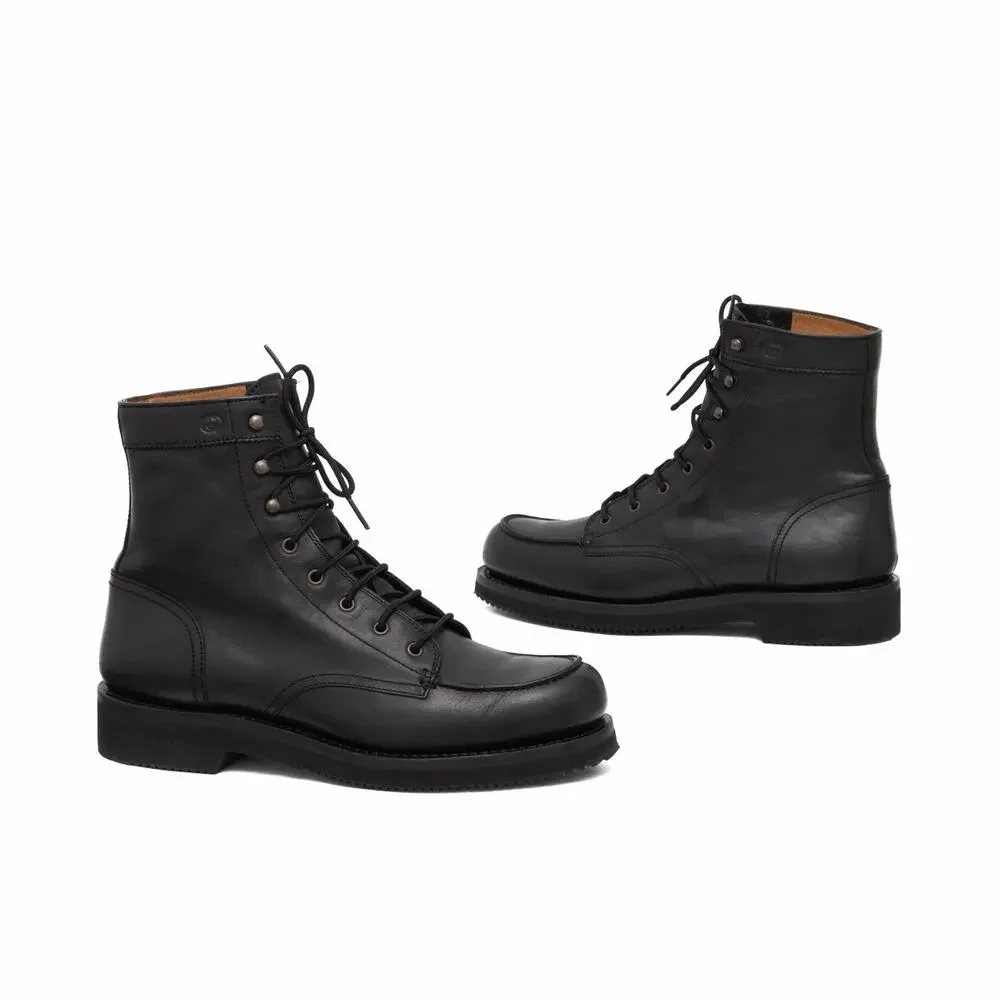 GUCCI Tom Ford Era Men's Leather Moc Toe Combat Boot Black EU43.5/US10.5
